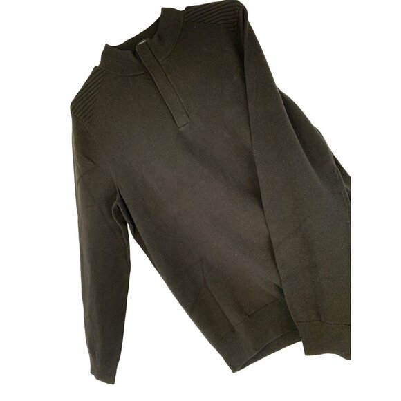 NWT Hugo Boss Mens 1/4 Zip Pullover Sweater M Wool Blend Black RHH10568 - Picture 3 of 11